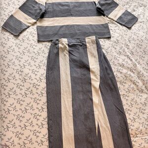 Tribe Alive Charcoal and Ivory Striped Ensemble
